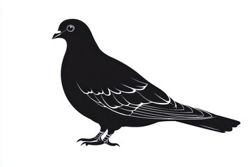 Obraz premium Hopping pigeon icon vector illustration isoleted on white background in black silhouette complex photo.