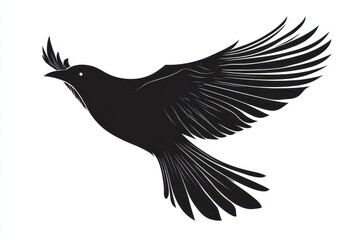 Obraz premium Hovering elemental bird icon vector illustration isoleted on white background in black silhouette complex photo .