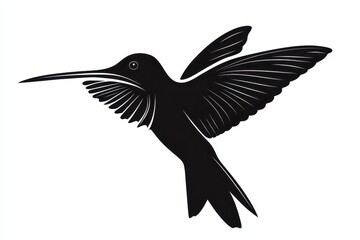 Obraz premium Hovering hummingbird icon vector illustration isoleted on white background in black silhouette complex photo .