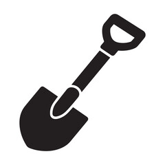  Black silhouette of shovel digging tool icons shovel digging tool silhouette White Background.