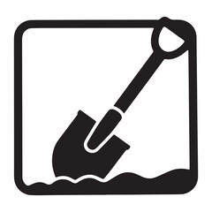  Black silhouette of shovel digging tool icons shovel digging tool silhouette White Background.