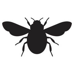 Bugs creatures bee ladybug isolated vectors Silhouettes White Background.