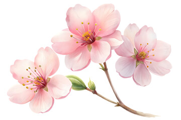 Sakura flowers blooming isolated on transparent background