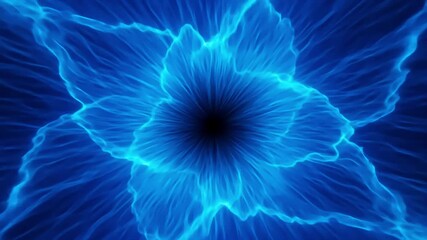 Abstract Blue Floral Design With Dynamic Light And Black Hole In The Center