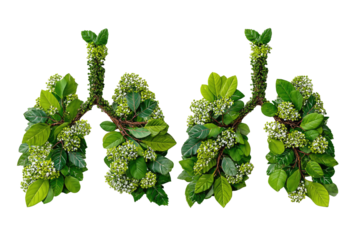 Lungs formed from leaves and blossoms.  Healthy lungs, a natural image, showing the lungs as if made of plants