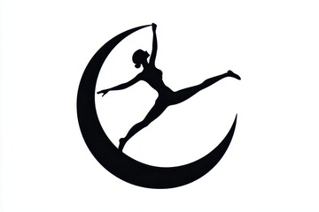 Human in Half Moon Pose balancing sideways icon vector illustration isoleted on white background in black silhouette complex photo.