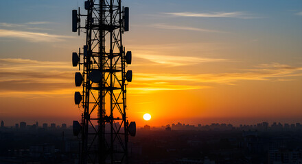 telecommunication, tower, silhouette clean simple clear high quality detailed closeup studio natural light copy space minimal modern stock photo for web for print background design template concept id