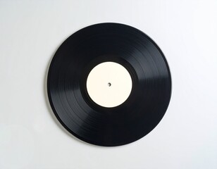 Obraz premium Minimalist Top Down View Record Disc Isolated on White Surface