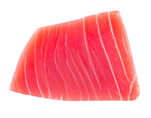  Raw Tuna Steak Slice with Clean Cut Edges, Front View, Isolated on Transparent Background