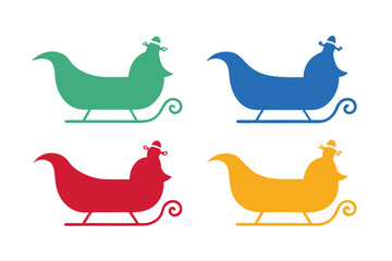 set of Santa Claus Sleigh icon silhouette vector illustration