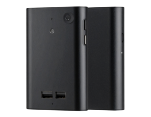  Slim Power Bank Device with USB Ports and LED Indicator, Front Angle, isolated on transparent background