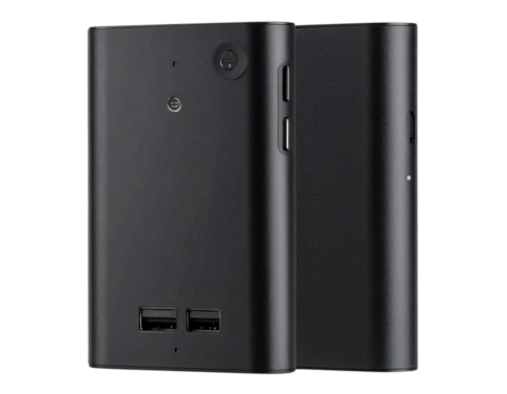  Slim Power Bank Device with USB Ports and LED Indicator, Front Angle, isolated on transparent background