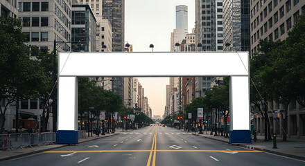 Blank Billboard Arch at Marathon Finish Line Mockup