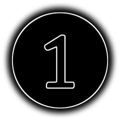 black and white round  icon number 1