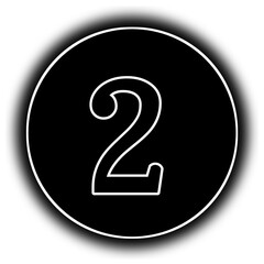 black and white round  icon number 2