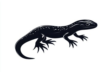 Fototapeta premium Jumping salamander icon vector illustration isoleted on white background in black silhouette complex photo .