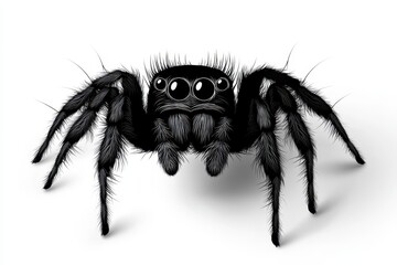 Obraz premium Jumping spider icon vector illustration isoleted on white background in black silhouette complex photo .