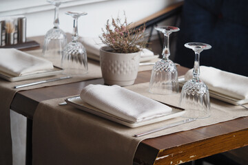 Elegant dining setup at a cozy restaurant table