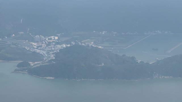 Lantau Island, an outlying island of Hong Kong, viewed from above