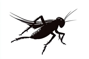 Leaping cricket icon vector illustration isoleted on white background in black silhouette complex photo.