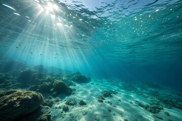 Naklejka premium Underwater Sunlight on Ocean Floor