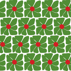 seamless white background with whimsical green flowers pattern