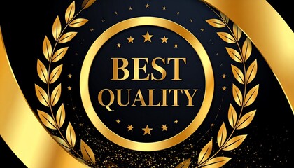 Gold and black circular emblem with “Best Quality” text, laurel wreath, stars, and ribbon—symbolizing premium standards, excellence, and trusted branding.
