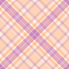 Seamless pastel plaid pattern featuring soft purple and orange tones, perfect for Halloween-themed backgrounds, fabric, and seasonal design projects.
