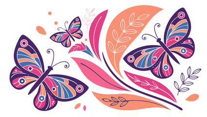 Fototapeta premium set of colorful butterflies
