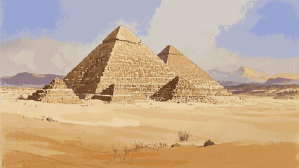 Sand Geometry pyramid isolated watercolor vector illustration svg