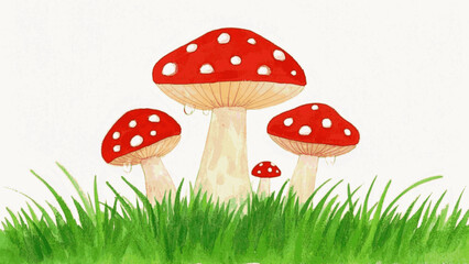 Scarlet Bloom red mushrooms isolated watercolor vector illustration svg