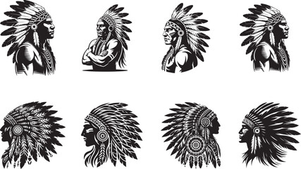 Native American Headwear black Silhouette