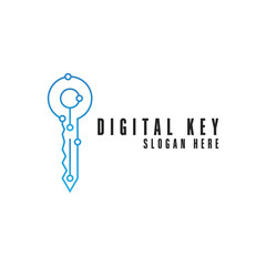 digital key logo design concept for security and technology