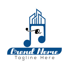 Real estate company logo design featuring a house symbol, perfect for business vector icons and web illustrations o music logo design