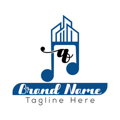 Real estate company logo design featuring a house symbol, perfect for business vector icons and web illustrations q music logo design