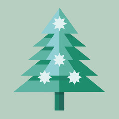 Fototapeta premium Geometric christmas tree with star ornaments