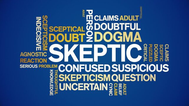 Skeptic animated word cloud-text design animation tag kinetic typography seamless loop.
