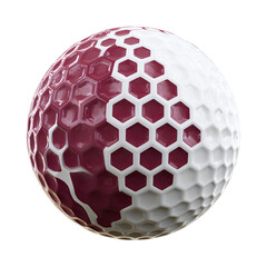  Maroon golf ball with football pattern white background