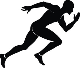 Silhouette of a sprinter starting a run isolated on transparent background