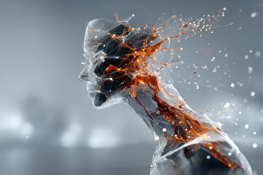 Abstract digital art of a woman's profile