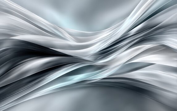 Abstract flowing ribbons in light and dark gray - Powered by Adobe