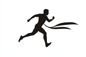 Man crossing finish line icon vector illustration isoleted on white background in black silhouette complex photo .