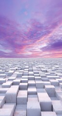 Fototapeta premium Vast, white cubes under a vibrant sunset