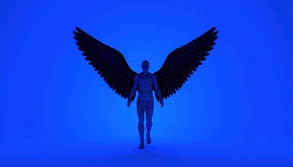 Naklejka premium Angel figure, vibrant blue