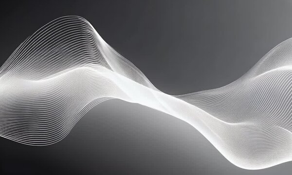 
Abstract white lines on a gradient grey background. Abstract vector wavy pattern for design, banner, and wallpaper.