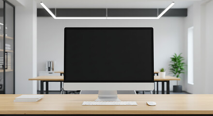 Fototapeta premium Sleek All-in-One Computer in Modern Office Workspace