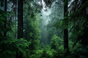 Fototapeta premium misty forest in the morning