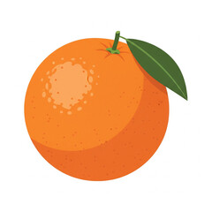 Orange and Leaf: A vibrant illustration of a singular, juicy orange fruit, complete with its fresh green leaf, is a celebration of nature's simple bounty, appealing to those with a taste for healthy.