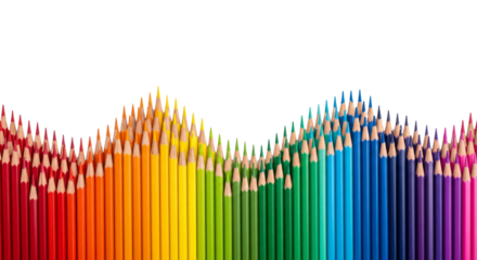 Multi colorful pencils arrange to line border