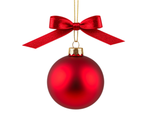  Red Bauble Dangling from Delicate Gold Thread and Miniature Bow, Minimal Holiday Design